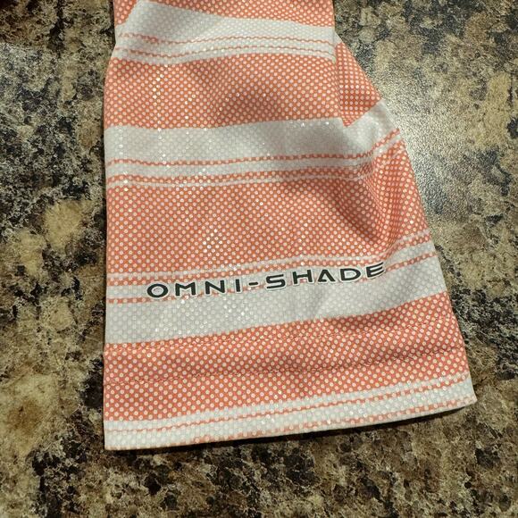 Columbia Top Sun Deflector Y2K Outdoor Hiking Minimalist Stripe Salmon White XS - Picture 6 of 8